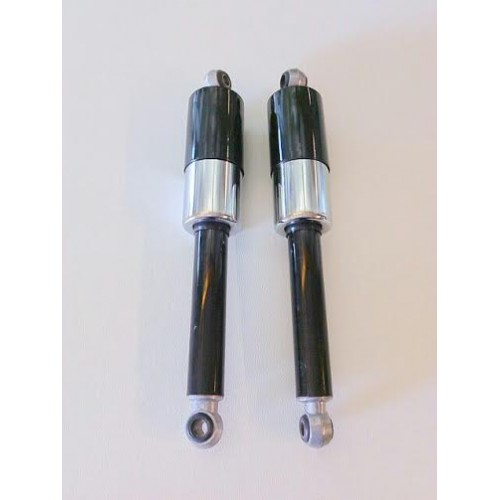 AMMORTIZZATORI e Ricambi-Coppia Ammortizzatori Neri con Copri Molla " Meccanici" Interasse 310mm Prodotto Storico per Moto Gu...