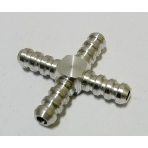 TUBAZIONE-OLIO-BENZINA-Bulloni Cavi Forati-Raccordo 4 Vie D. mm. 8 in Alluminio per Tubazione Olio - Benzina per Moto Guzzi 1...