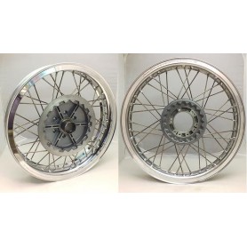 CERCHI-Raggi-Mozzi-PERNI RUOTA-Coppia Ruote a Raggi Anteriore e Posteriore Completi di Flange-Cuscinetti-Bulloni Fissaggio Di...