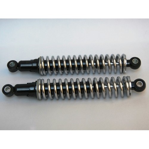 AMMORTIZZATORI e Ricambi-Coppia Ammortizzatori C/Molla Cromata per Moto Guzzi Stornello 125 - 160 Turismo 4 Marce