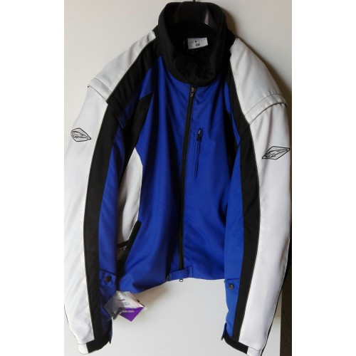 ABBIGLIAMENTO - CASCHI-ACCESSORI-Giubotto Azzuro Bianco con Protezione Schiena -Spalle-Gomiti Removibile Tg 50