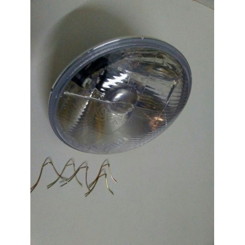 FARI ANTERIORI-Gruppo Ottico Completo di Mollette Fisaggio Lampada di Posizione e Lampada Centrale H4 60-55 per Moto Guzzi V3...