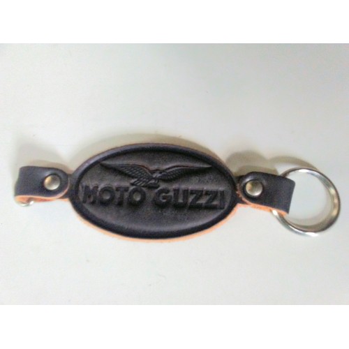ABBIGLIAMENTO - CASCHI-ACCESSORI-Portachiave in Cuoio Nero " Moto Guzzi "