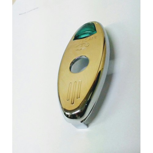 FARI ANTERIORI-Spia Luce Verde C/ Piastrina Cromata Mod.CEV sopra Fanale Anteriore Moto Guzzi Storici 125 Stornello -Airone 250