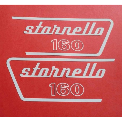 DECALCOMANIE - ADESIVI-Coppia Adesivi Bianchi DX e SX Cassetto Porta attrezzi " Stornello 160 " per Moto Guzzi Stornello 160 ...