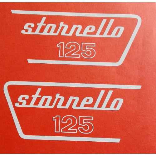 DECALCOMANIE - ADESIVI-Coppia Adesivi Bianchi DX e SX Cassetto Porta attrezzi " Stornello 125 " per Moto Guzzi Stornello 125 ...