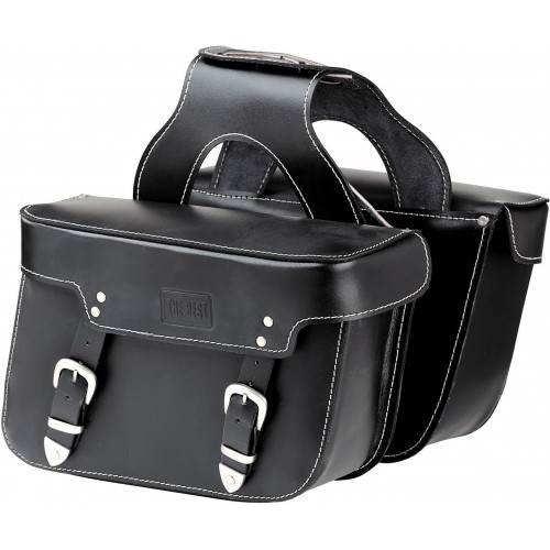 BORSE-BAULLETTI-VALIGE-Coppia Borse in cuoio Nero, Rigido " Bisaccia " Universale per Moto Guzzi Vari Modelli.