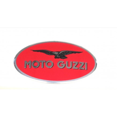 DECALCOMANIE - ADESIVI-Adesivo Metallo Rosso con Bordo Argento SX per Moto Guzzi Breva 750-850-1100