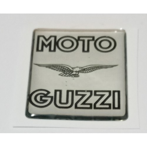 DECALCOMANIE - ADESIVI-Adesivo Resinato Argento-Nero mm. 35X40 per Moto Guzzi Varie Applicazioni
