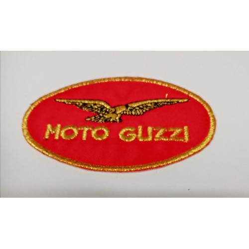 ABBIGLIAMENTO - CASCHI-ACCESSORI-Etichetta in Stoffa Adesiva Rossa "MOTO GUZZI" cm 10x6