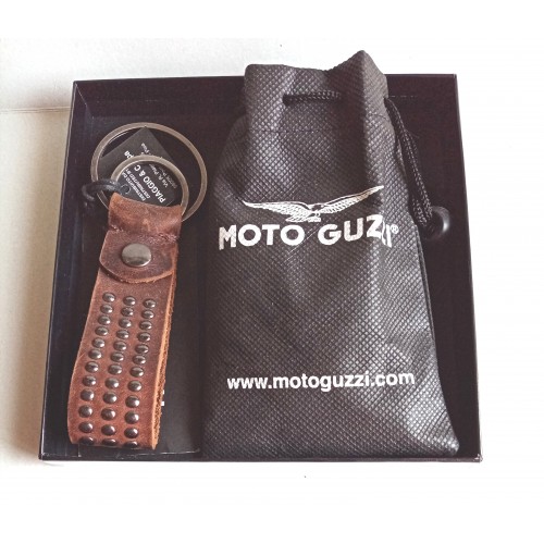 ABBIGLIAMENTO - CASCHI-ACCESSORI-Portachiave Marrone Borchiato Originale Moto Guzzi - BI099 606375M