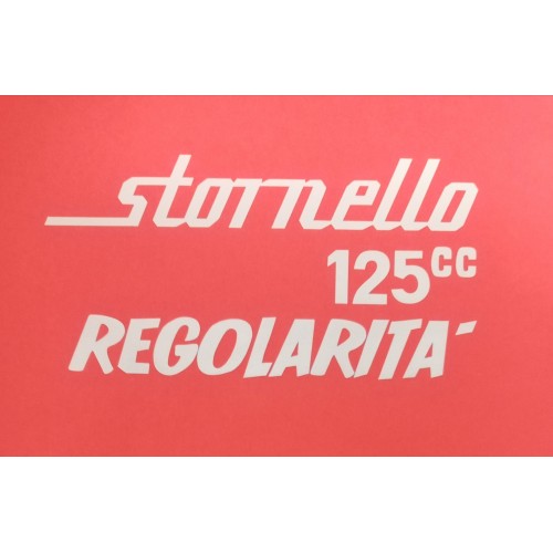DECALCOMANIE - ADESIVI-Adesivo Bianco DX o SX Cassetta Portattrezzi "Stornello 125cc Regolarità" per Moto Guzzi Stornello 125...