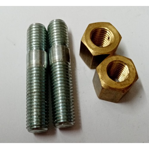 RICAMBI PER SILENZIATORI E TUBI SCARICO-KIT 2 Prigionieri -2 Dadi per Blocaggio Tubo Scarico per Moto Guzzi Airone 250 Sport....