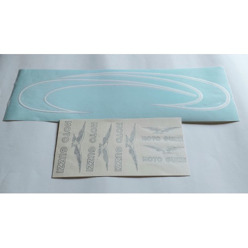 DECALCOMANIE - ADESIVI-Serie Adesivi Bianchi Perfili e Aquile,Serbatoio e Parafanghi per Moto Guzzi Stornello 4 Marce Turismo...