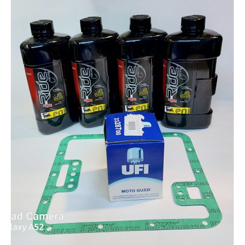 LUBRIFICANTI-Kit Olio Motore 4 X 1 ENI 10 W 60 Racing -1 Guarnizione Coppa Olio- 1 Filtro Olio Motore - Moto Guzzi 1100