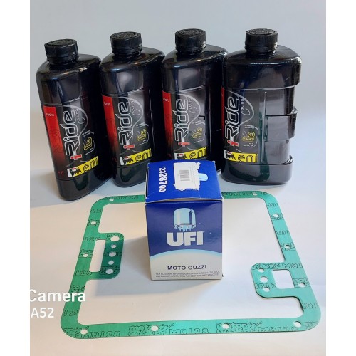 LUBRIFICANTI-Kit Olio 4X1 5W40 Racing ENI -1 Guarnizione Coppa Olio - 1 Filtro Olio Motore per Moto Guzzi California 1100 Pun...
