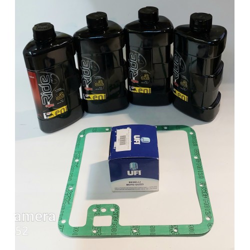 LUBRIFICANTI-Kit Olio Motore 4X1 10W60 Racing ENI -1 Guarnizione Coppa Olio - 1 Filtro Olio Motore per Moto Guzzi 850 a 1000