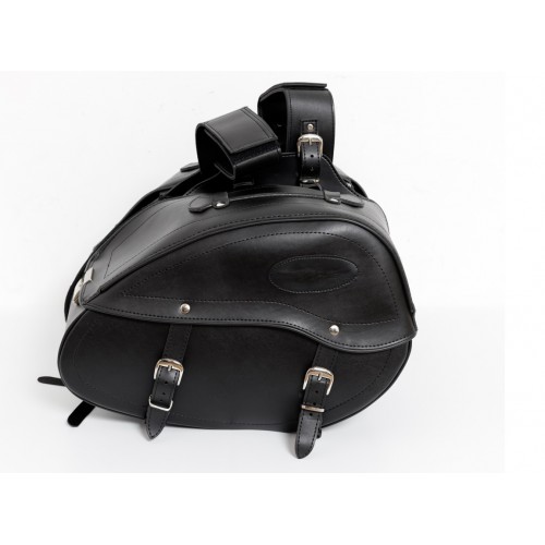 BORSE-BAULLETTI-VALIGE-Coppia Borse Nere in Pelle Split " ALA " Senza Telai per Moto Guzzi vari modelli