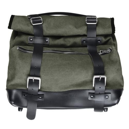 BORSE-BAULLETTI-VALIGE-BORSA LATERALE IN CANVAS VERDE MOTO GUZZI