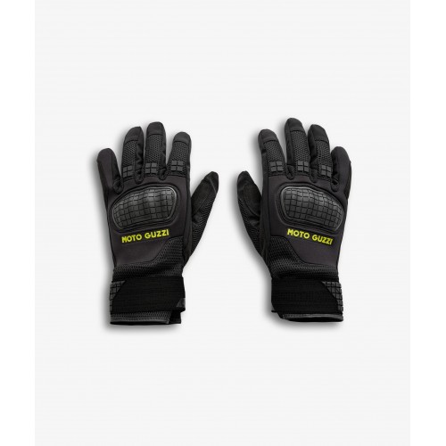 ABBIGLIAMENTO - CASCHI-ACCESSORI-Guanti Nero Giallo Moto Guzzi"Trail Chaser WS" con Protezioni - 8T0006M02BLK