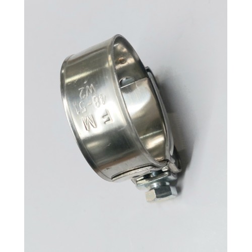 SILENZIATORI-Fascette-Boccole-Fascetta D. 48-51 Acciaio Lucido D. Bullone M8 Fissaggio Silenziatori per Moto Guzzi Vari Modelli