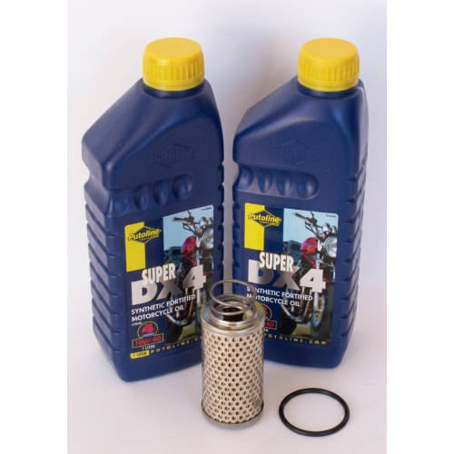LUBRIFICANTI-Kit cambio olio per Moto Guzzi da 650 a 750: 1 filtro olio alto, 1 guarnizione O-R per tappo filtro olio, 2 Lt o...