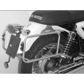 PORTAPACCHI - SCHIENALI - TELAIETTI-Coppia Telaietti Cromati Valigie per Moto Guzzi V7 Classic - BA060
