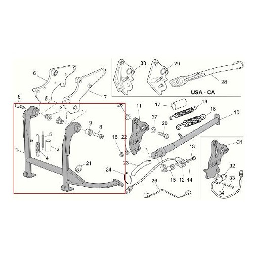 CAVALLETTI-Cavalletto Nudo Centrale per Moto Guzzi Breva 1100 IE 2005-2007-05430330