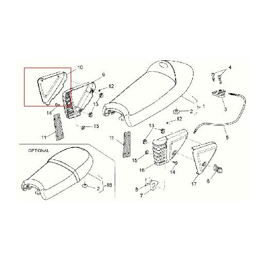CARENATURE-FIANCHETTI-GOMMINI-STAFFE-Fianchetto dx verniciato bianco diamante per Moto Guzzi V7 Cafè 2009