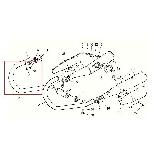 TUBI SCARICO-COMPENSATORE-GHIERE-Tubo scarico anteriore dx per Moto Guzzi Breva 750, V7 Cafè