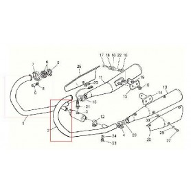 TUBI SCARICO-COMPENSATORE-GHIERE-Tubo scarico anteriore sx per Moto Guzzi Breva 750, V7 Cafè