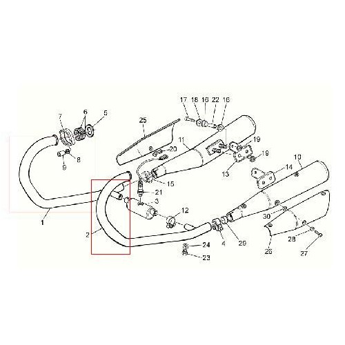 TUBI SCARICO-COMPENSATORE-GHIERE-Tubo scarico anteriore sx per Moto Guzzi Breva 750, V7 Cafè