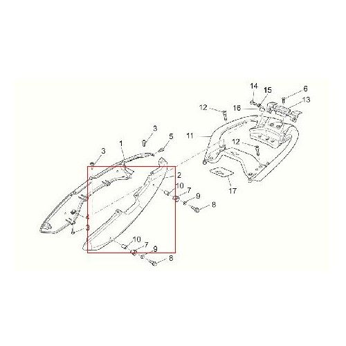 PARATIE - COPERCHI-Codone dx verniciato rosso per Moto Guzzi Breva 850