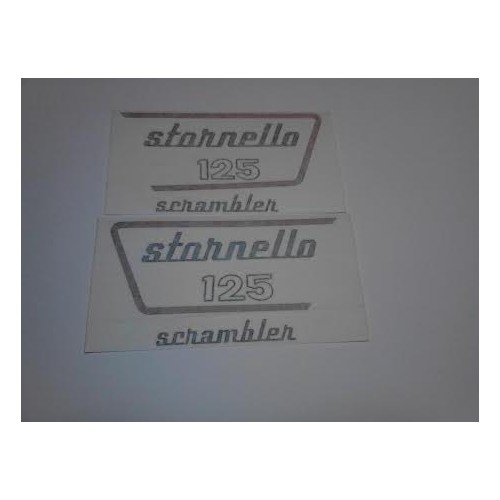DECALCOMANIE - ADESIVI-Coppia Decalcomania Adesivo Copri Acumolatore - Cassetta Attrezzi Moto Guzzi Stornello Schambler 125 M...