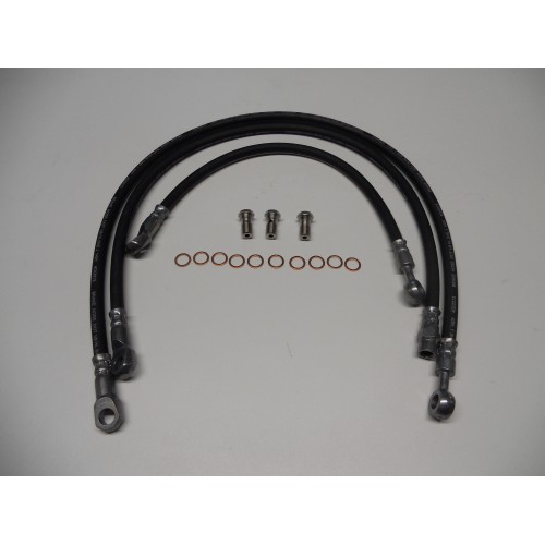 TUBI FRENO-Kit 3 Tubi Freno Flessibili Completi di Bulloni e Guarnizioni per Moto Guzzi V35 V50 del 78 -80 Accensione Elettro...