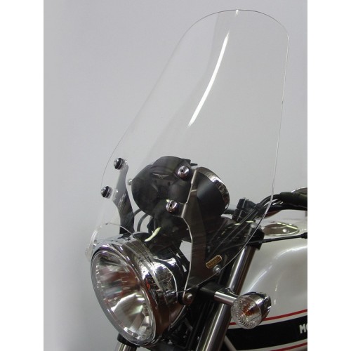 PARABREZZA-Parabrezza Trasparente Alto,con Attacchi per Moto Guzzi V7 Classic,Special,Cafè, tutti Modelli V7, Larghezza 480mm...