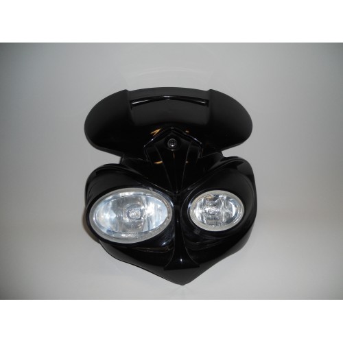 FARI ANTERIORI-Fanale Anteriore Nero "AGGRESSIVO" per Personalizzare la Tua Moto Guzzi Breva 750 IE- V7 Classic-Special-Stone...