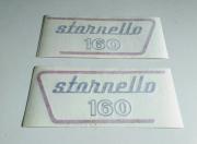 Coppia Adesivi Rosso Nero DX e SX Cassetto Porta attrezzi " Stornello 160 " per Moto Guzzi Stornello 160 - 5 Marce