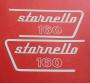 Coppia Adesivi Bianchi DX e SX Cassetto Porta attrezzi " Stornello 160 " per Moto Guzzi Stornello 160 - 5 Marce